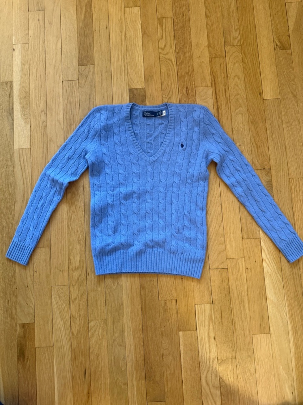 Ralph Lauren Light Blue Cable V-Neck Sweater